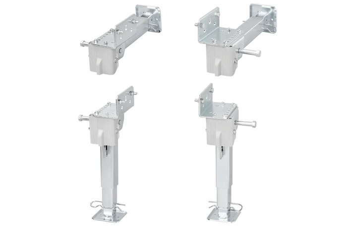 Set aus zwei ausziehbaren Stützen mit Kurbel und ProPlus 361500 Halterung für 1000 kg Pritschenanhänger 290-460 mm