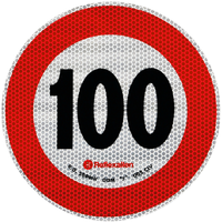 Reflektierender Aufkleber LAMP Geschwindigkeitsbegrenzung 100 km/h Schild B-33