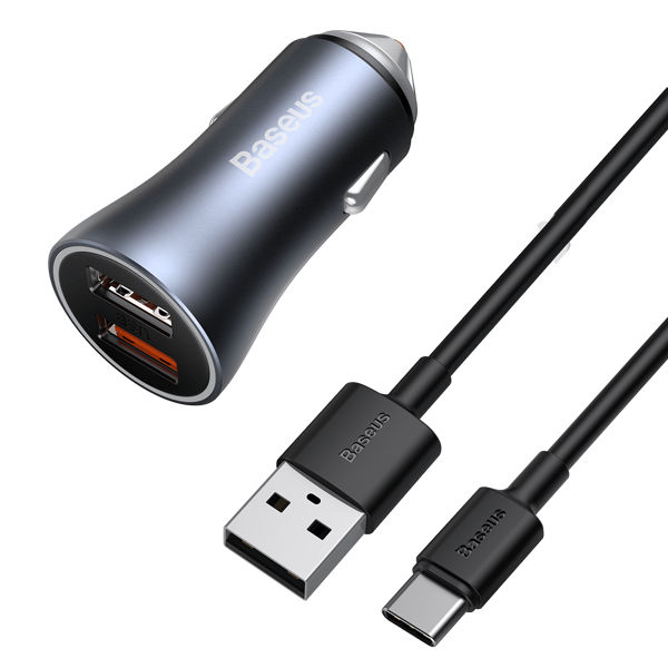 BASEUS Golden Pro 2xUSB 40W Autoladegerät-Set + USB-Kabel