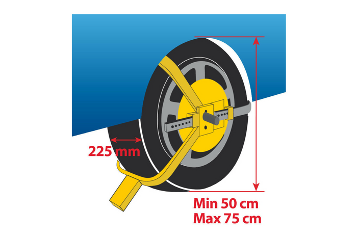 Radschloss LAMP WRADKLEMME Diebstahlschutz für 13–18"-Räder