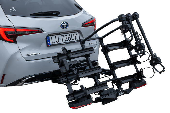 Inter Pack Velox 3 LED – faltbarer Anhängerkupplungs-Fahrradträger für 3 Fahrräder mit LED-Beleuchtung
