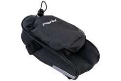PROFEX 82318 Lange schwarze Luxus-Fahrradsatteltasche mit Flaschenfach