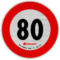 Reflektierender Aufkleber LAMP Geschwindigkeitsbegrenzung 80 km/h Schild B-33