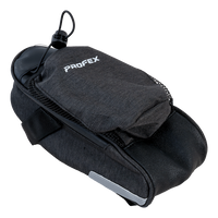 PROFEX 82318 Lange schwarze Luxus-Fahrradsatteltasche mit Flaschenfach