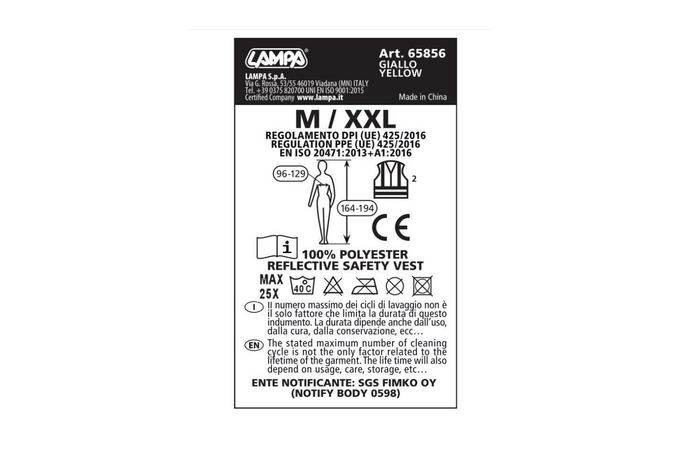 Reflektierende Weste LAMP M-XXL gelb