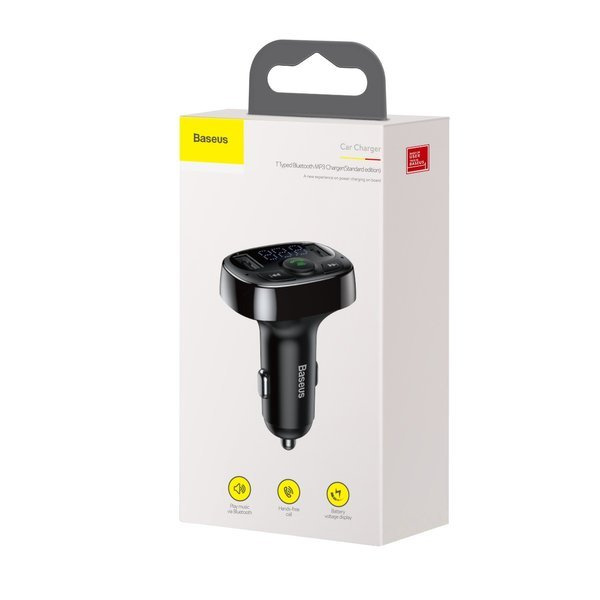 BASEUS T FM-Transmitter mit Bluetooth 4.2, MP3-Player, Kfz-Ladegerät und 2x USB 3,4 A