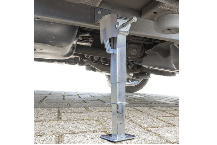Set aus zwei ausziehbaren Stützen mit Kurbel und ProPlus 361500 Halterung für 1000 kg Pritschenanhänger 290-460 mm