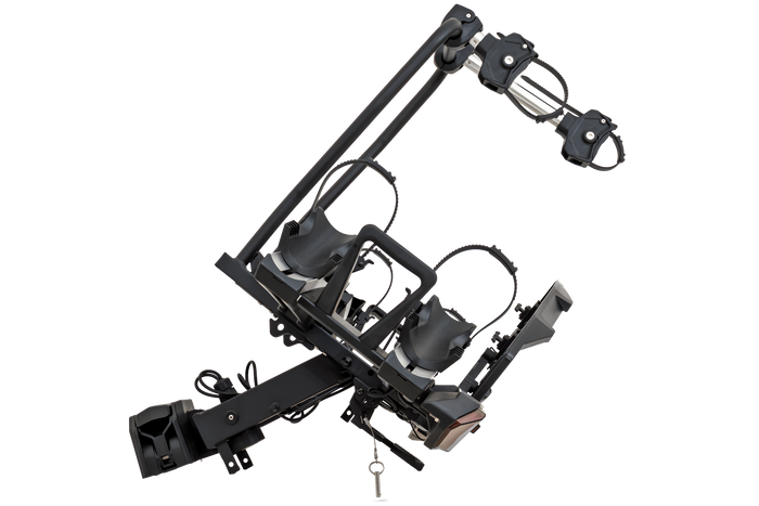 Inter Pack Velox 2 LED – faltbarer Anhängerkupplungs-Fahrradträger für 2 Fahrräder mit LED-Beleuchtung