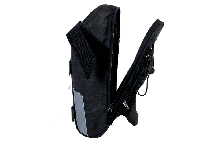 PROFEX 82318 Lange schwarze Luxus-Fahrradsatteltasche mit Flaschenfach