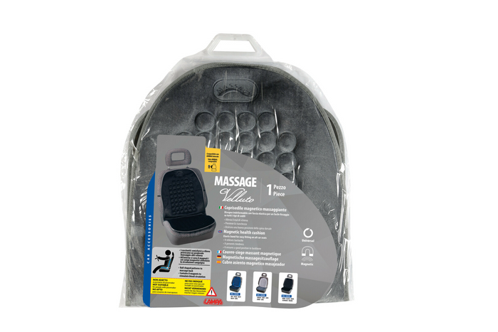 LAMPA Magnet-Velours-Autositzkissen, grau, mit Massageeffekt