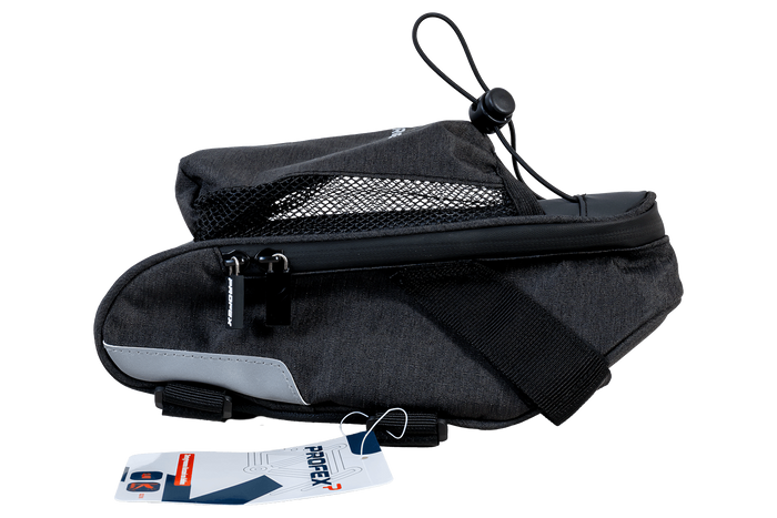 PROFEX 82318 Lange schwarze Luxus-Fahrradsatteltasche mit Flaschenfach