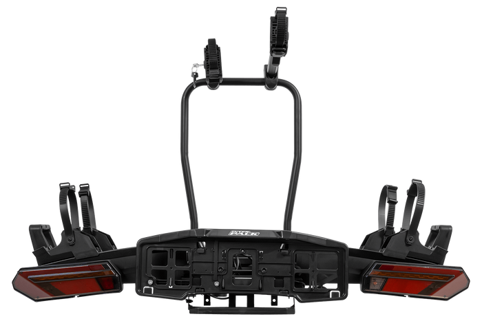 Inter Pack Velox 2 LED - faltbarer Anhängerkupplungs-Fahrradträger für 2 Fahrräder mit LED-Beleuchtung (schwarz)