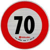 Reflektierender Aufkleber LAMP Geschwindigkeitsbegrenzung 70 km/h Schild B-33