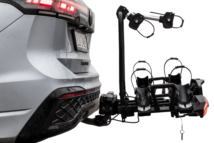 Inter Pack Velox 2 LED – faltbarer Anhängerkupplungs-Fahrradträger für 2 Fahrräder mit LED-Beleuchtung