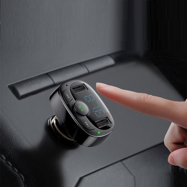 BASEUS T FM-Transmitter mit Bluetooth 4.2, MP3-Player, Kfz-Ladegerät und 2x USB 3,4 A