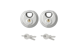 Set aus zwei ProPlus 341319S runden Vorhängeschlössern, Scheibenschlössern, 70 mm