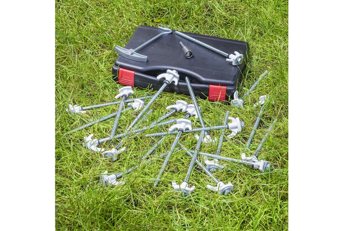 Set mit Schraubheringen für ProPlus 365014 Metallheringe mit Haken 20x20cm