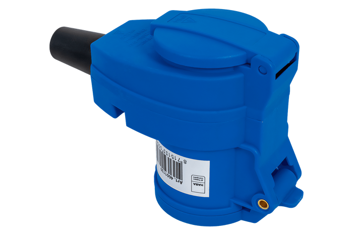 MANTES 2P+E abgewinkelter CEE-Stecker mit zusätzlicher Steckdose 16A 230V