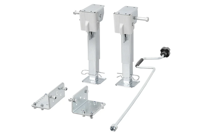 Set aus zwei ausziehbaren Stützen mit Kurbel und ProPlus 361500 Halterung für 1000 kg Pritschenanhänger 290-460 mm