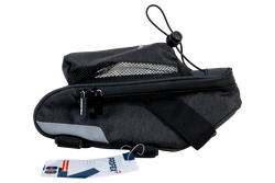 PROFEX 82318 Lange schwarze Luxus-Fahrradsatteltasche mit Flaschenfach