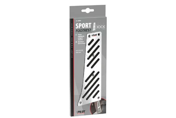 Fahrerfußstütze mit Aluminium-Erhöhung und rutschfester Gummibeschichtung