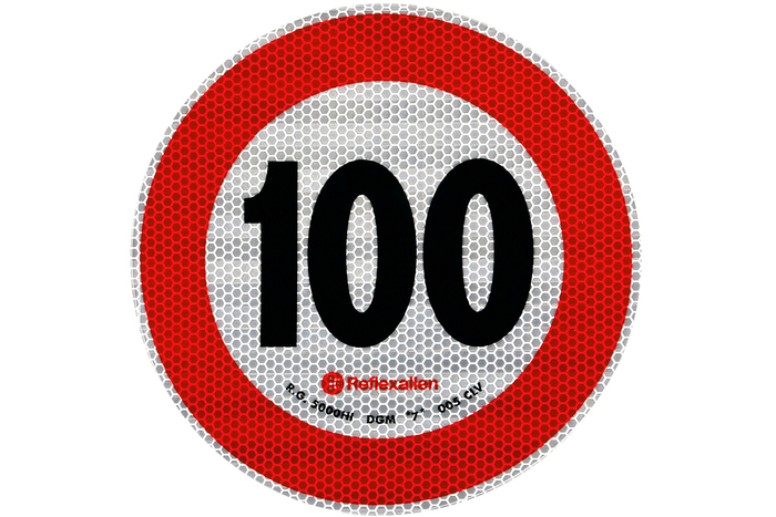 Reflektierender Aufkleber LAMP Geschwindigkeitsbegrenzung 100 km/h Schild B-33