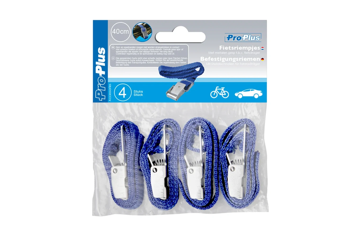 Set mit vier ProPlus 330285 Fahrradbefestigungsgurten, Länge 30 cm