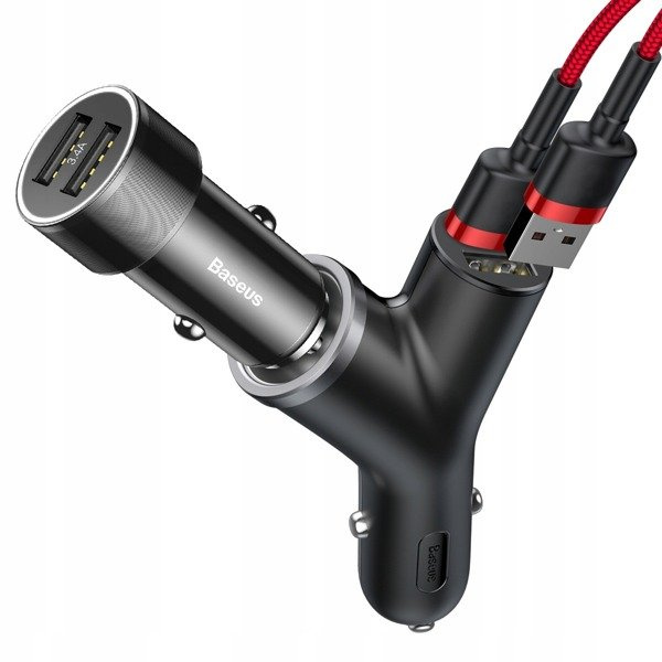 BASEUS Y-Typ 2xUSB-Autoladegerät, Zigarettenanzünderbuchse 40W