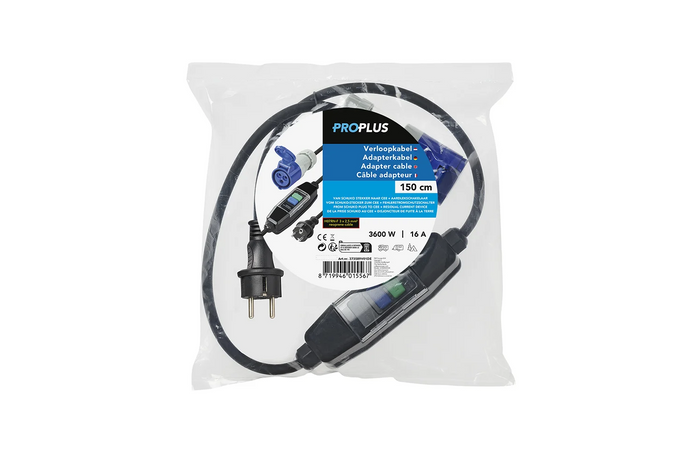 Schuko/CEE-Adapterkabel ProPlus 373589V01DE Fehlerstromschutzschalter 150 cm