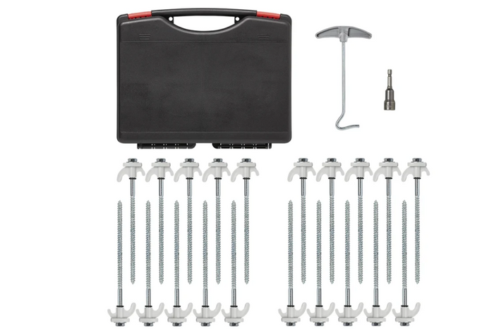 Set mit Schraubheringen für ProPlus 365014 Metallheringe mit Haken 20x20cm