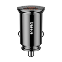 BASEUS Runder Kfz-Ladeadapter aus Kunststoff mit USB-A- und USB-C-Anschluss (30 W)