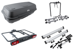 Plattform mit Anhängerkupplungsbox + Adapter für den Transport von 3 Fahrrädern Inter Pack Re-Cargo