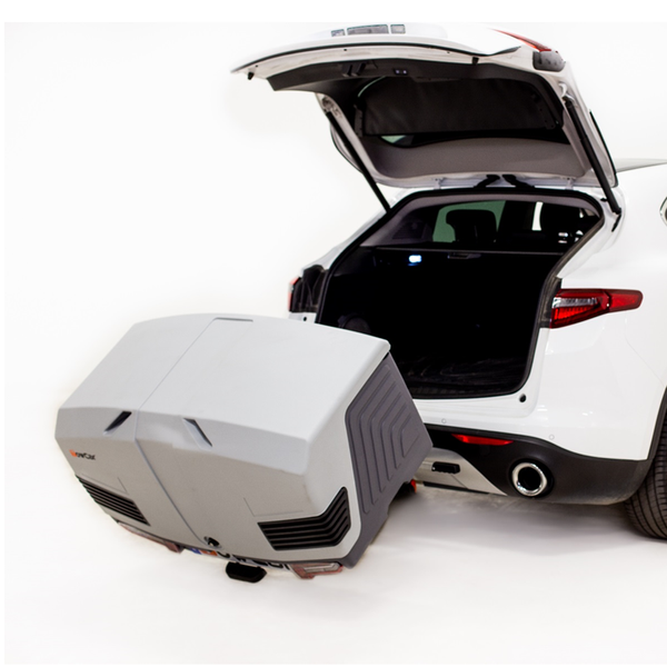 Towbox V3 Grey LED Edition – Gepäckbox für die Anhängerkupplung