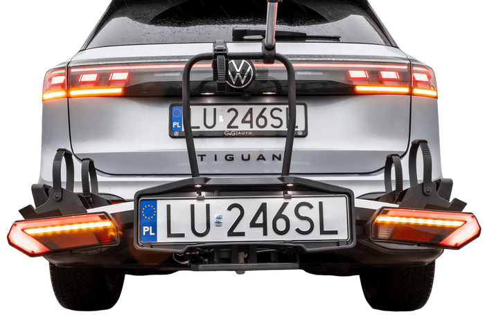 Inter Pack Velox 2 LED – faltbarer Anhängerkupplungs-Fahrradträger für 2 Fahrräder mit LED-Beleuchtung