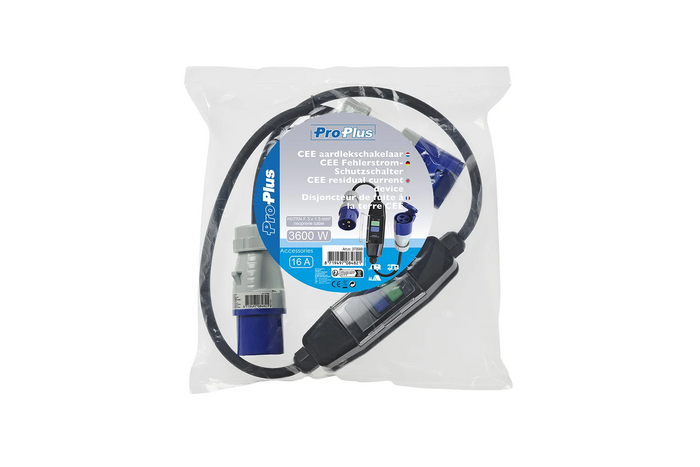 ProPlus 373589 CEE-Adapterkabel mit Fehlerstromschutzschalter, 120 cm