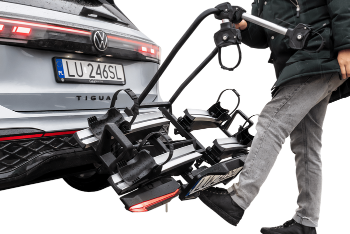 Inter Pack Velox 2 LED – faltbarer Anhängerkupplungs-Fahrradträger für 2 Fahrräder mit LED-Beleuchtung