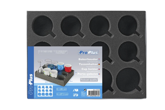 ProPlus 761472 Camping-Becher- und Gläserhalter, Hartschaum, fasst 12 Becher