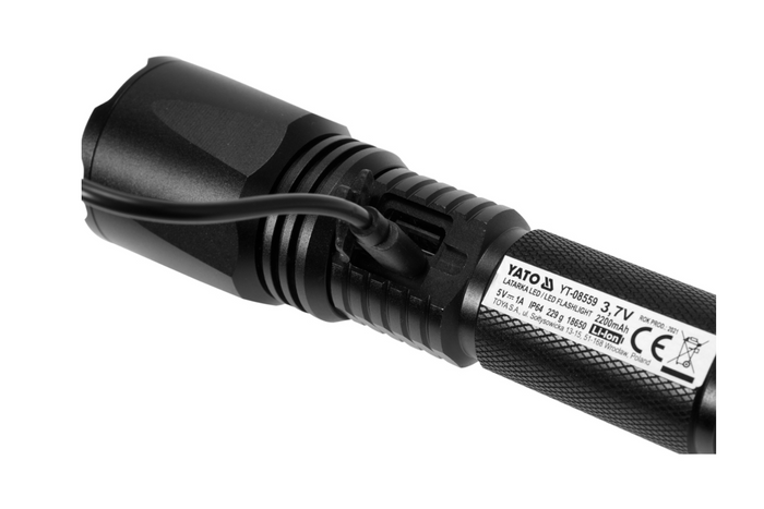 YATO YT-08559 LED 900lm Multifunktions-Taschenlampe, Powerbank, Flaschenöffner, Notfallhammer
