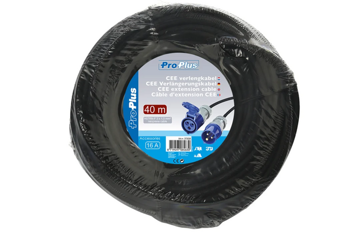 ProPlus 373538 Camping-Verlängerungskabel, CEE-Stecker und -Buchse, 16 A, 40 m