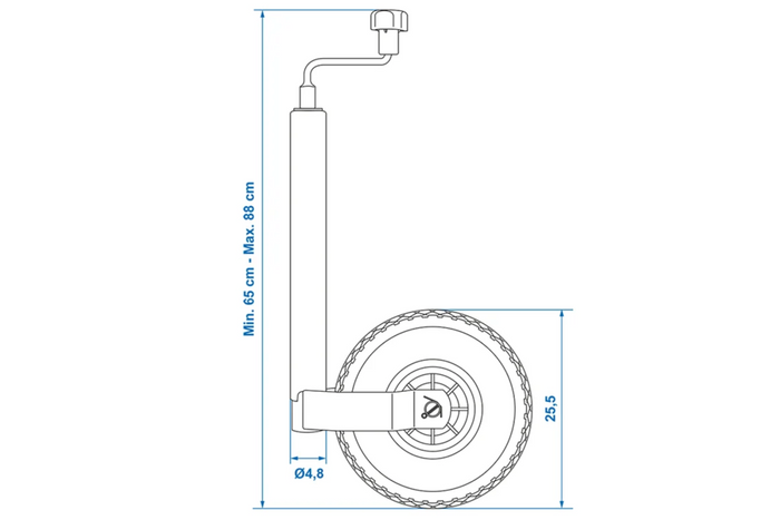 ProPlus 341507 Stützrad 150 kg 48 mm 650–880 mm
