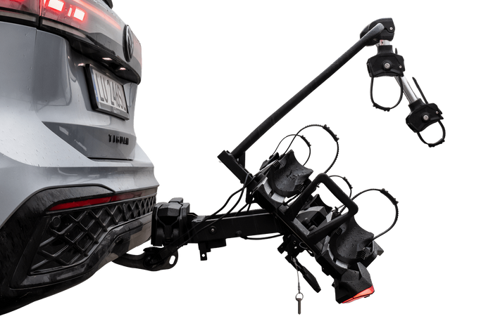 Inter Pack Velox 2 LED – faltbarer Anhängerkupplungs-Fahrradträger für 2 Fahrräder mit LED-Beleuchtung