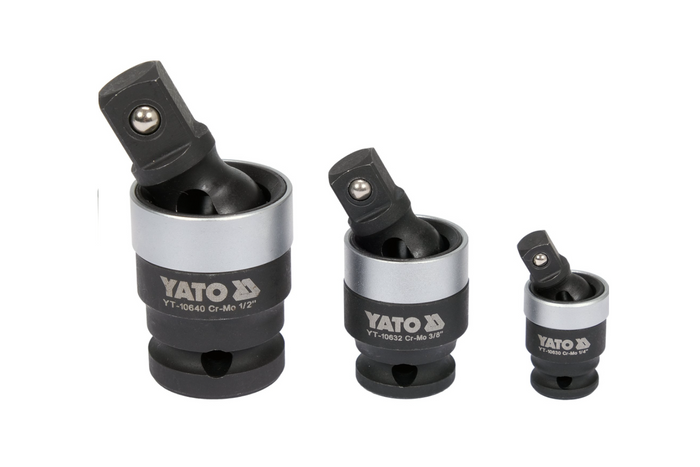 YATO YT-10642 Schlaggelenksatz 1/4", 3/8", 1/2" 3 Stück.