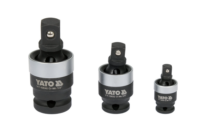 YATO YT-10642 Schlaggelenksatz 1/4", 3/8", 1/2" 3 Stück.