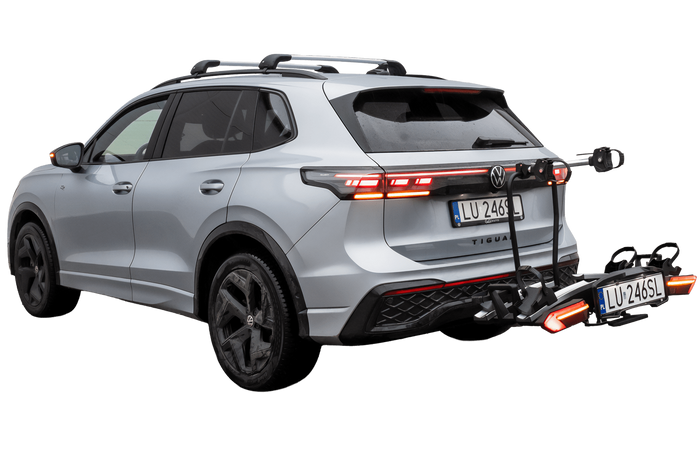 Inter Pack Velox 2 LED – faltbarer Anhängerkupplungs-Fahrradträger für 2 Fahrräder mit LED-Beleuchtung