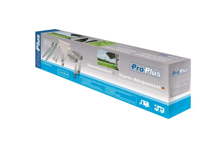 Set aus zwei ProPlus 361729 Sturmbändern zur Befestigung an einer 2x4,8 m Markisenschiene