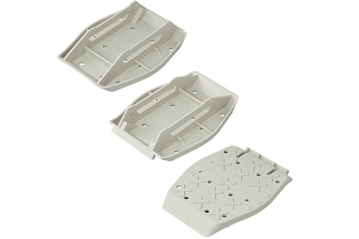 Satz mit vier ProPlus 361519 Anhängerstabilisierungs-Stützplatten mit Feder, 20,5 x 27,5 cm