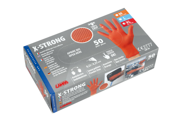 LAMPA X-Strong XL Werkstatthandschuhe Nitrilhandschuhe 50 Stück.