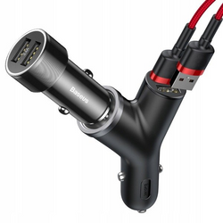 BASEUS Y-Typ 2xUSB-Autoladegerät, Zigarettenanzünderbuchse 40W
