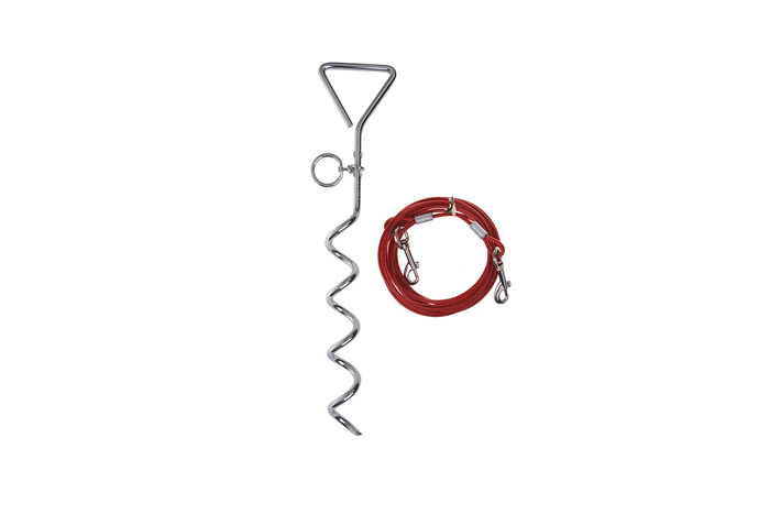 ProPlus 361857 Hundeanbindepfosten mit Stahlseil 4,5 m