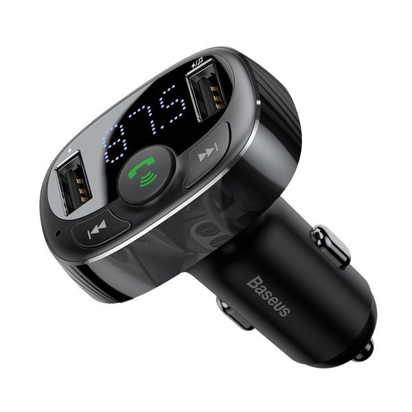 BASEUS T FM-Transmitter mit Bluetooth 4.2, MP3-Player, Kfz-Ladegerät und 2x USB 3,4 A